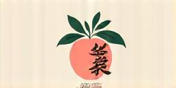 ももこ果樹園ロゴ - スタイリッシュな桃のイラストと筆記体の文字